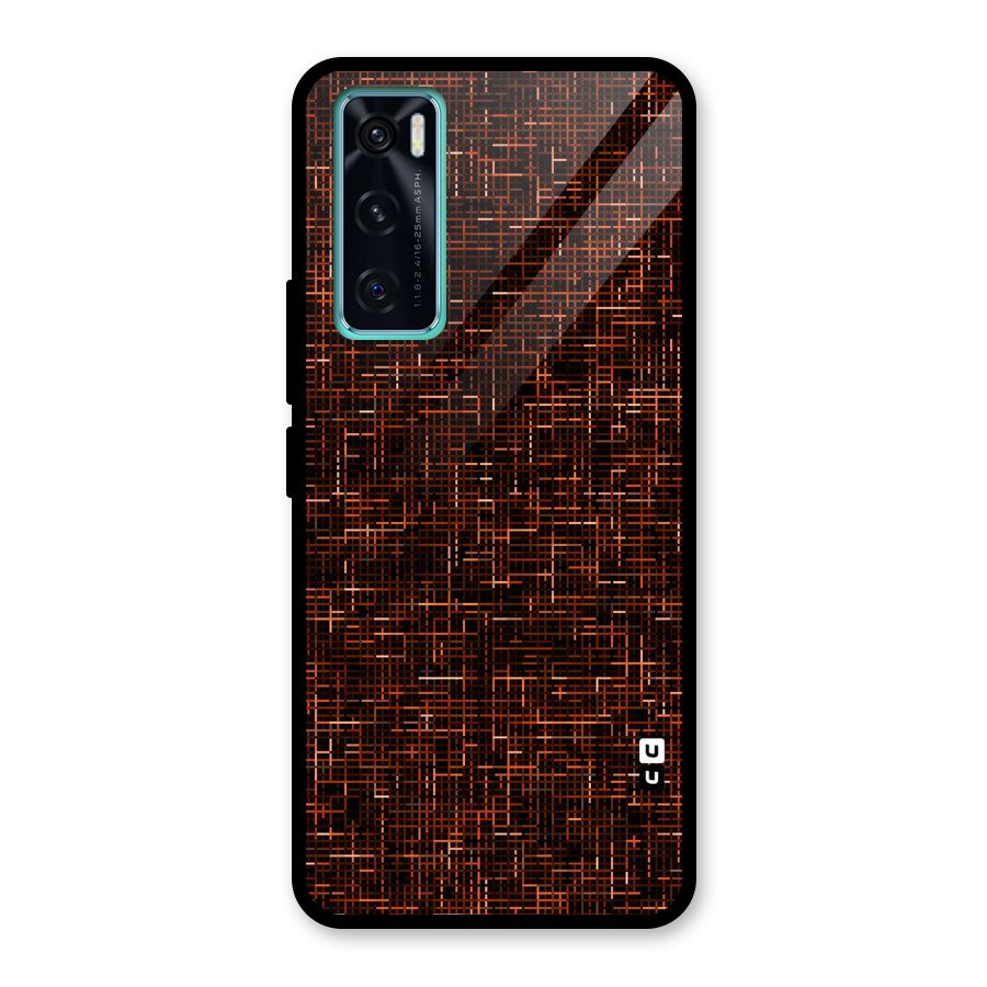 Criss Cross Brownred Pattern Glass Back Case for Vivo V20 SE