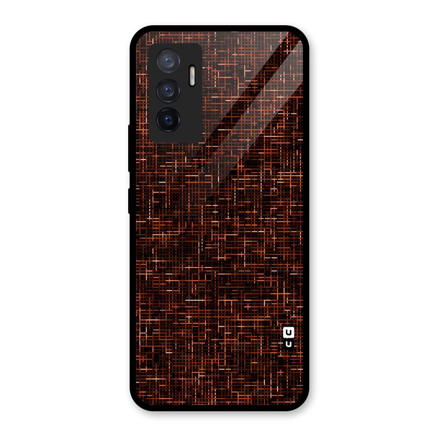 Criss Cross Brownred Pattern Glass Back Case for Vivo V23e