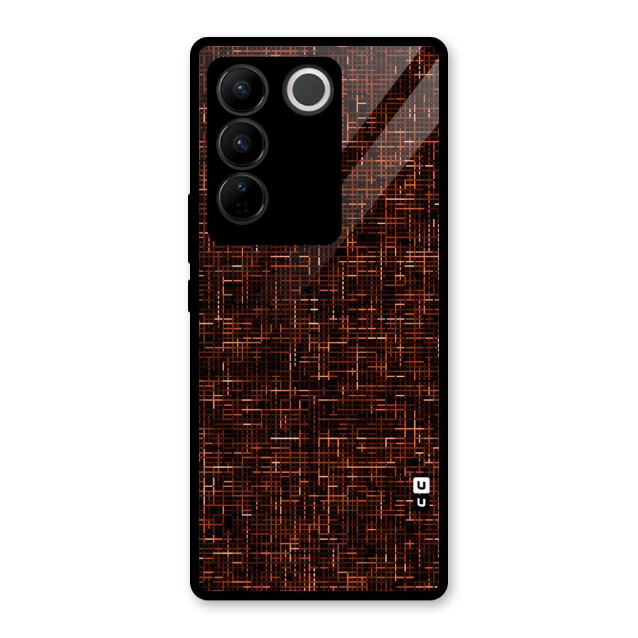 Criss Cross Brownred Pattern Glass Back Case for Vivo V27
