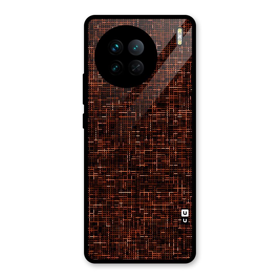 Criss Cross Brownred Pattern Glass Back Case for Vivo X90