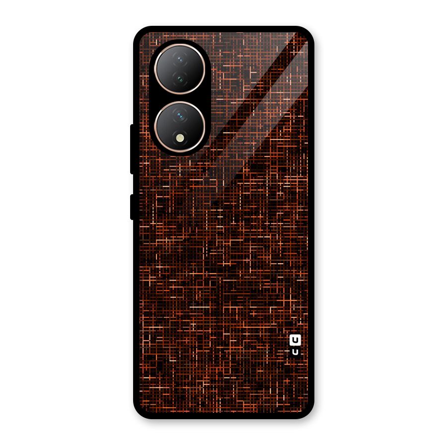 Criss Cross Brownred Pattern Glass Back Case for Vivo Y100A