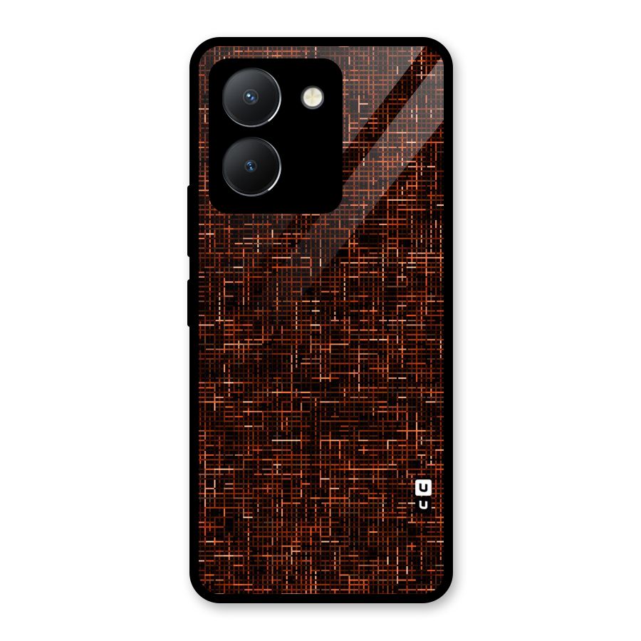 Criss Cross Brownred Pattern Glass Back Case for Vivo Y36