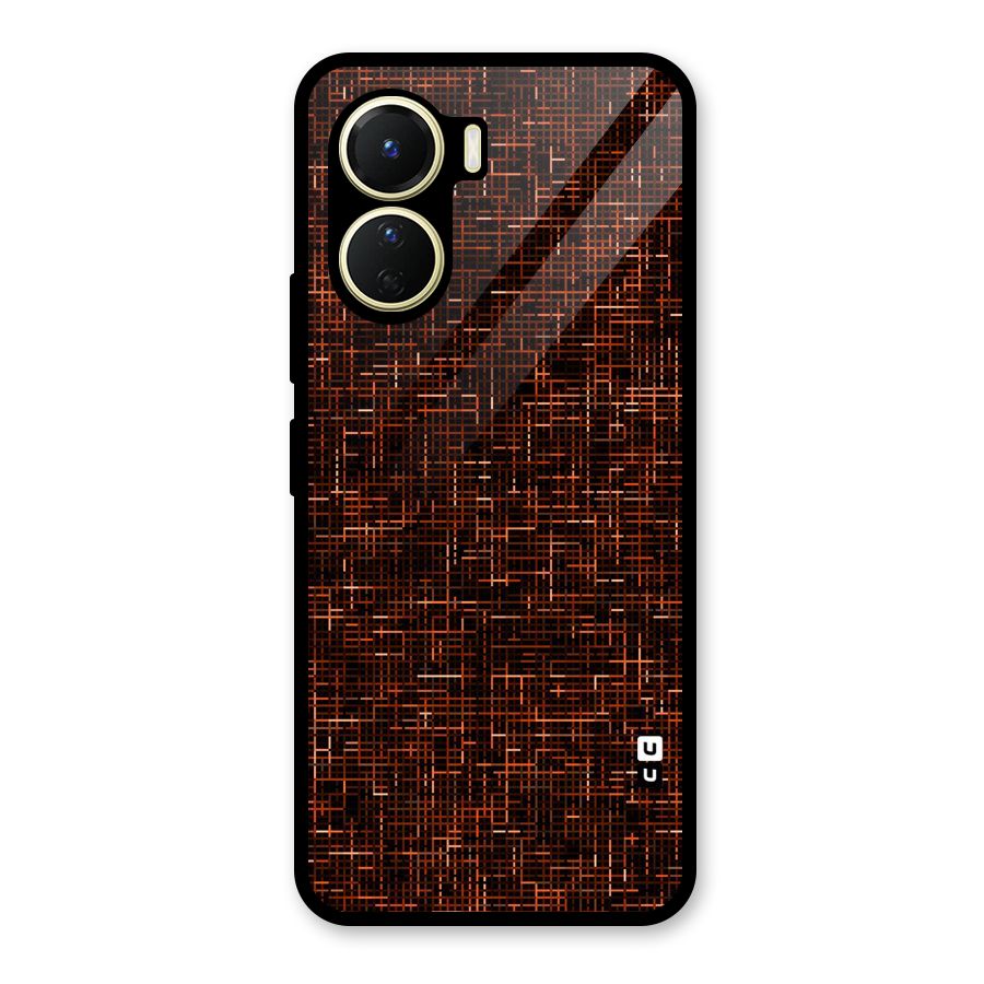 Criss Cross Brownred Pattern Glass Back Case for Vivo Y56