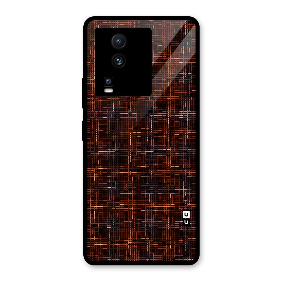 Criss Cross Brownred Pattern Glass Back Case for Vivo iQOO Neo 7 Pro