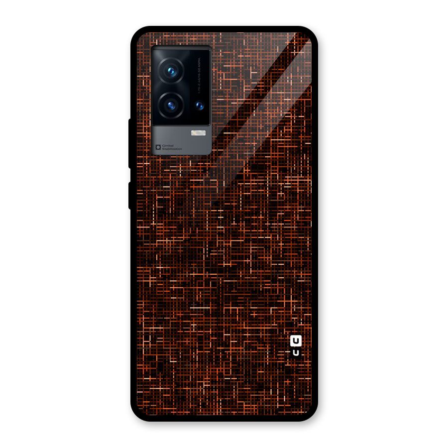 Criss Cross Brownred Pattern Glass Back Case for iQOO 9 5G