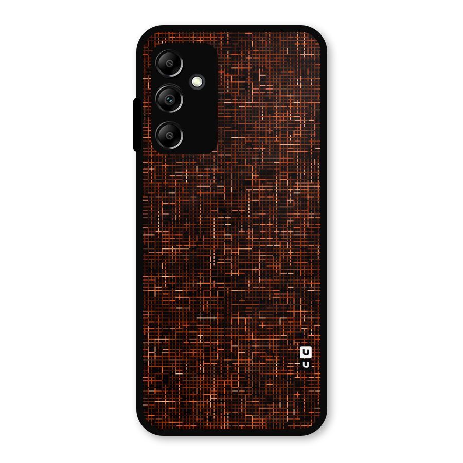 Criss Cross Brownred Pattern Metal Back Case for Galaxy A14 5G