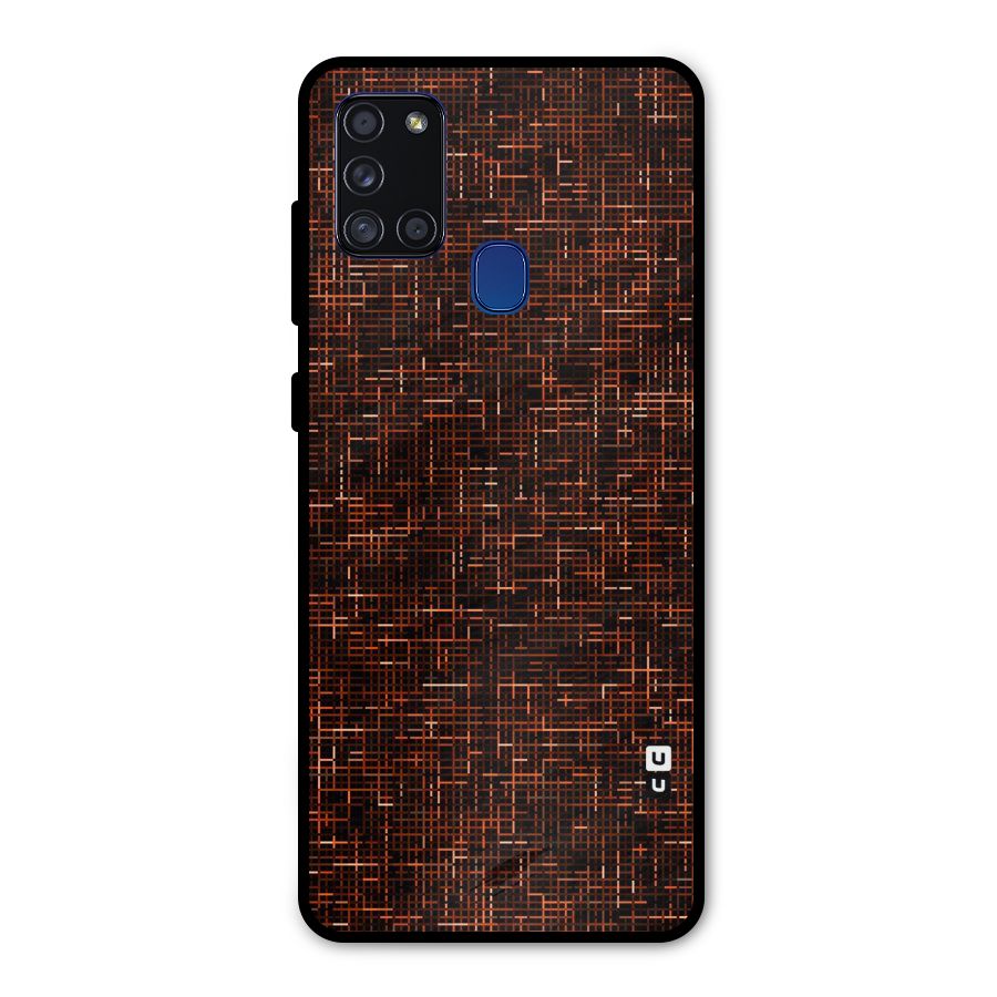 Criss Cross Brownred Pattern Metal Back Case for Galaxy A21s