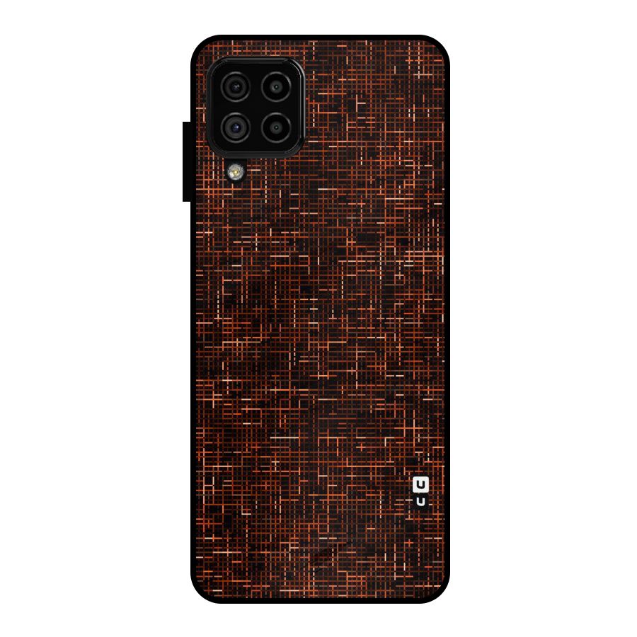 Criss Cross Brownred Pattern Metal Back Case for Galaxy A22 4G
