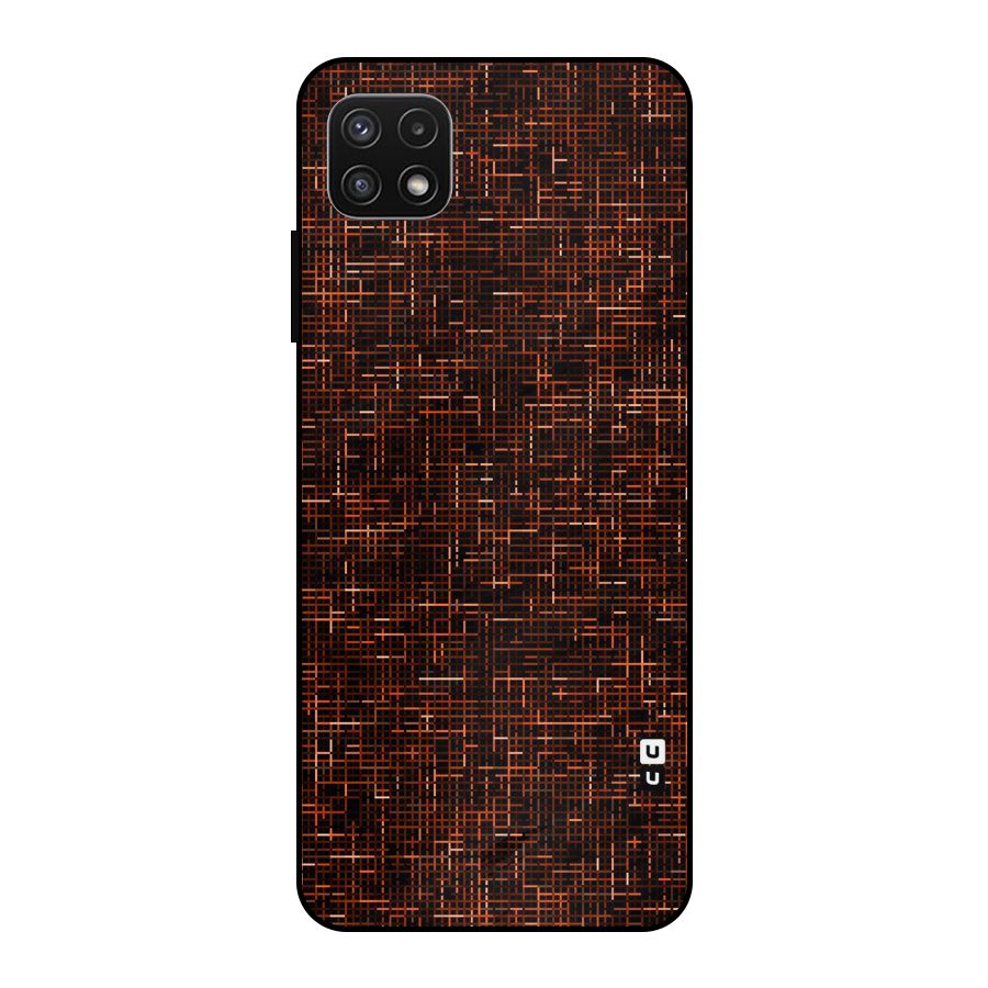 Criss Cross Brownred Pattern Metal Back Case for Galaxy A22 5G