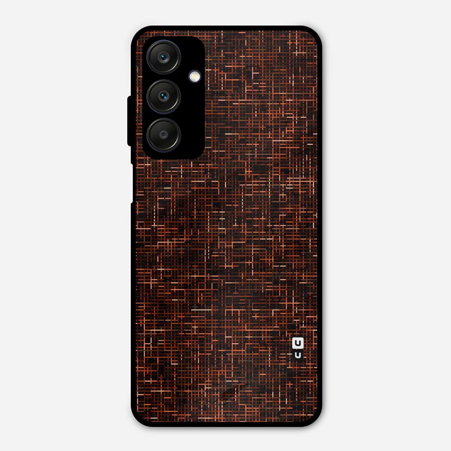 Criss Cross Brownred Pattern Metal Back Case for Galaxy A25 5G