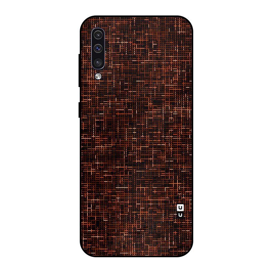 Criss Cross Brownred Pattern Metal Back Case for Galaxy A30s