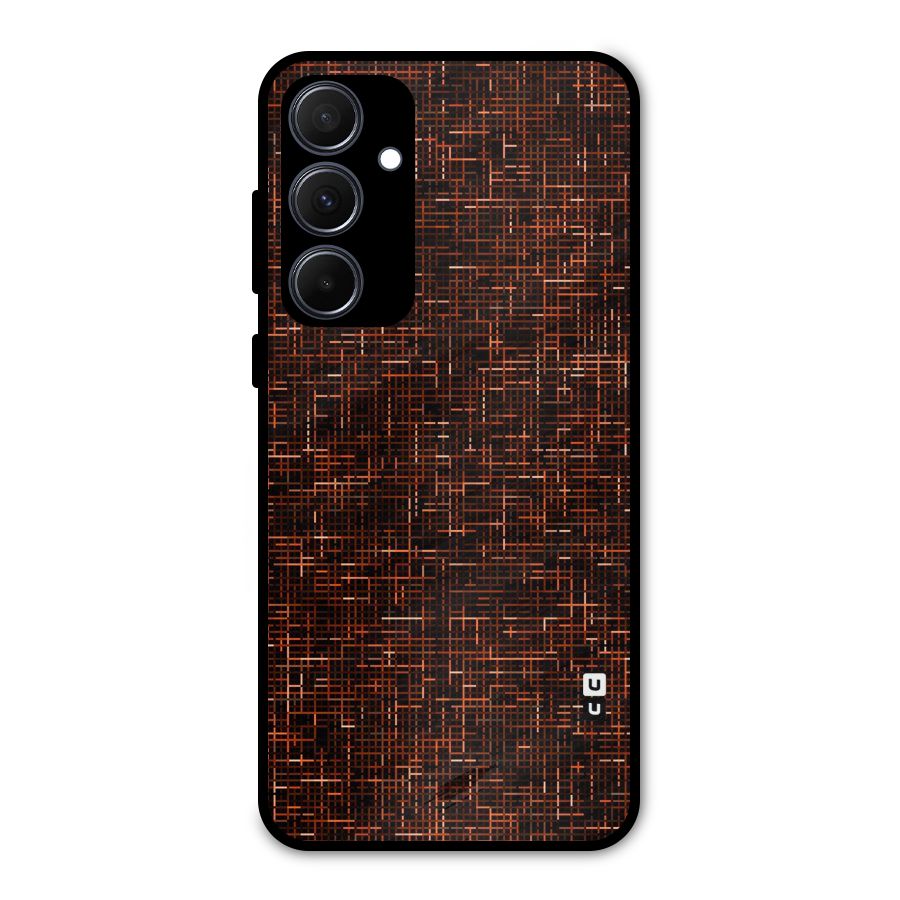 Criss Cross Brownred Pattern Metal Back Case for Galaxy A35