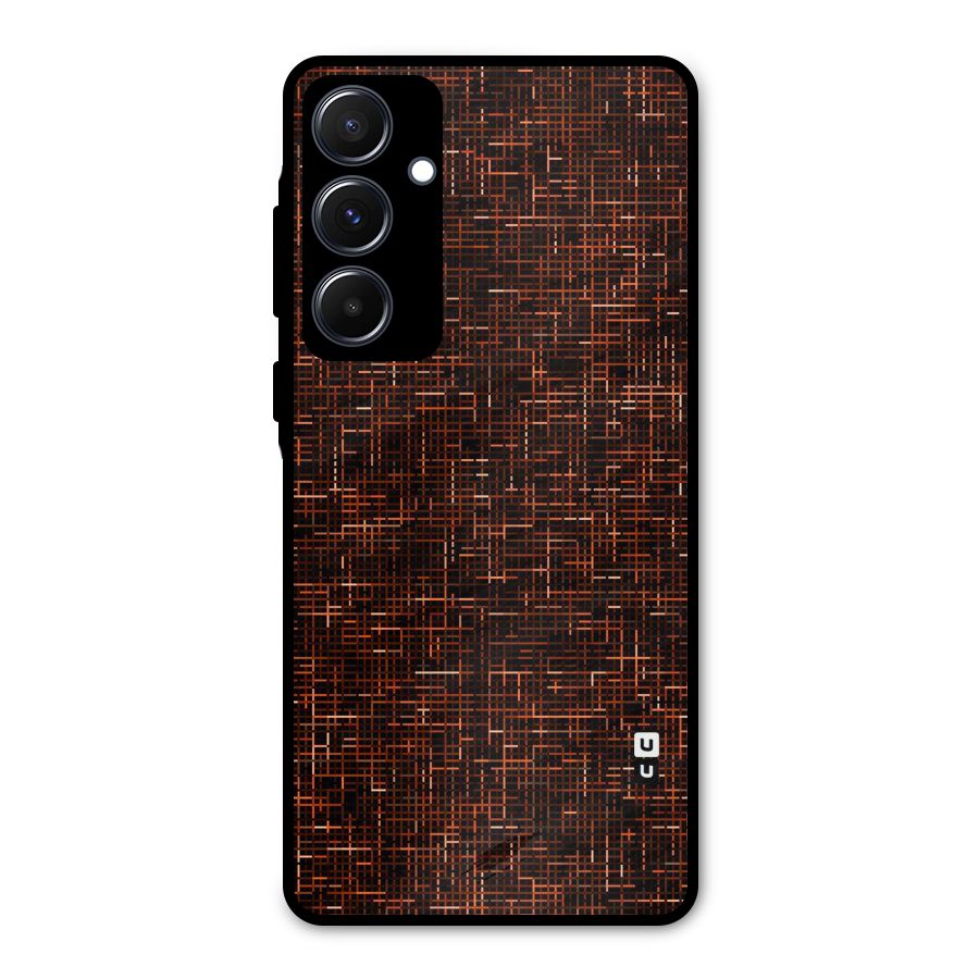 Criss Cross Brownred Pattern Metal Back Case for Galaxy A55