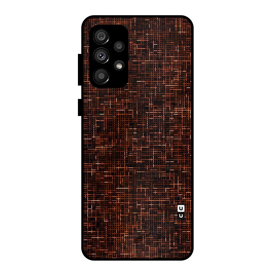 Criss Cross Brownred Pattern Metal Back Case for Galaxy A73 5G