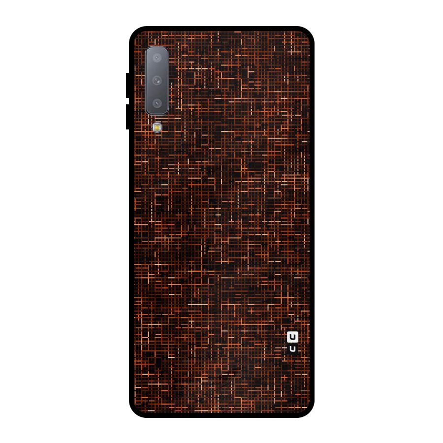 Criss Cross Brownred Pattern Metal Back Case for Galaxy A7 (2018)