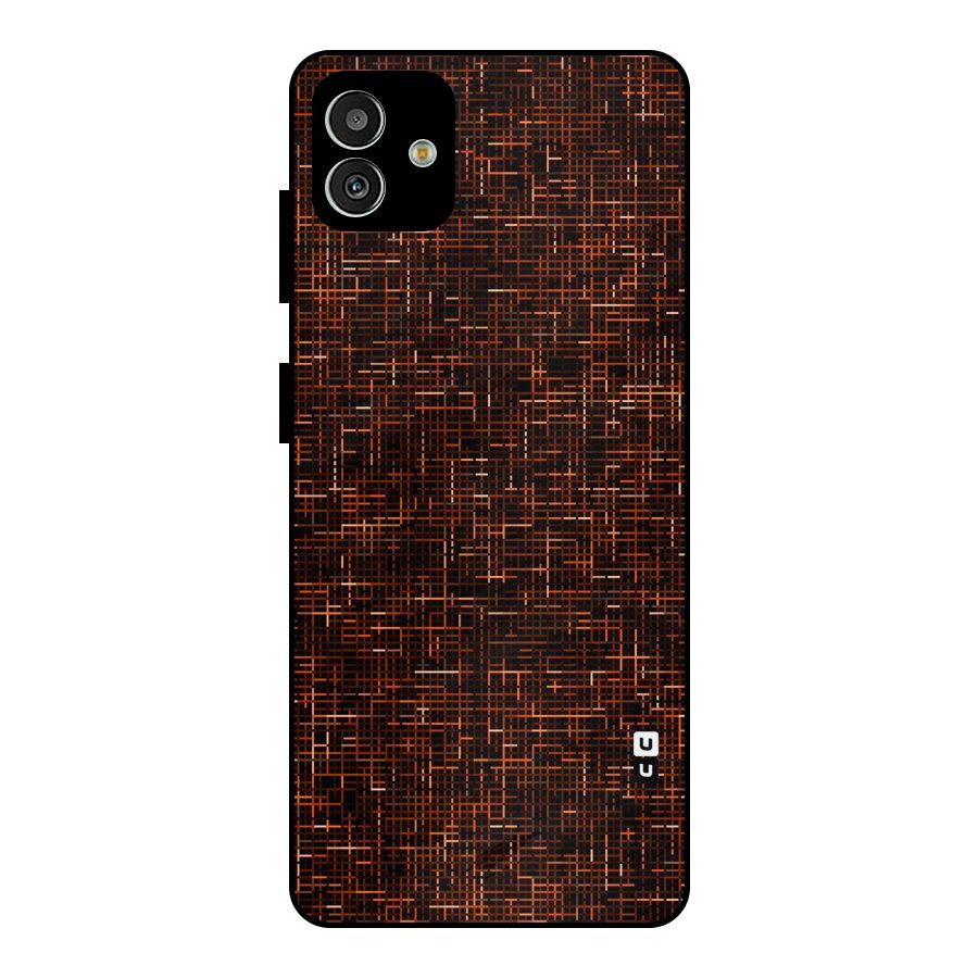 Criss Cross Brownred Pattern Metal Back Case for Galaxy M13 5G