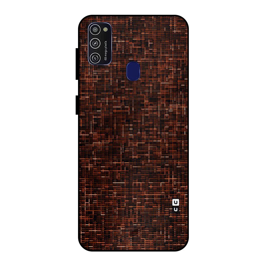 Criss Cross Brownred Pattern Metal Back Case for Galaxy M30s