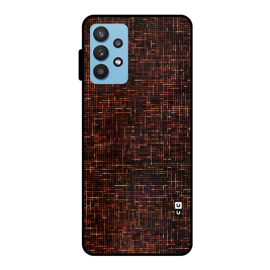 Criss Cross Brownred Pattern Metal Back Case for Galaxy M32 5G