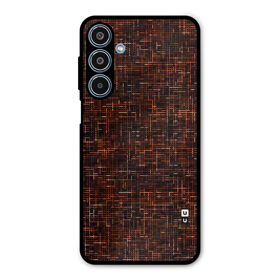 Criss Cross Brownred Pattern Metal Back Case for Galaxy M35