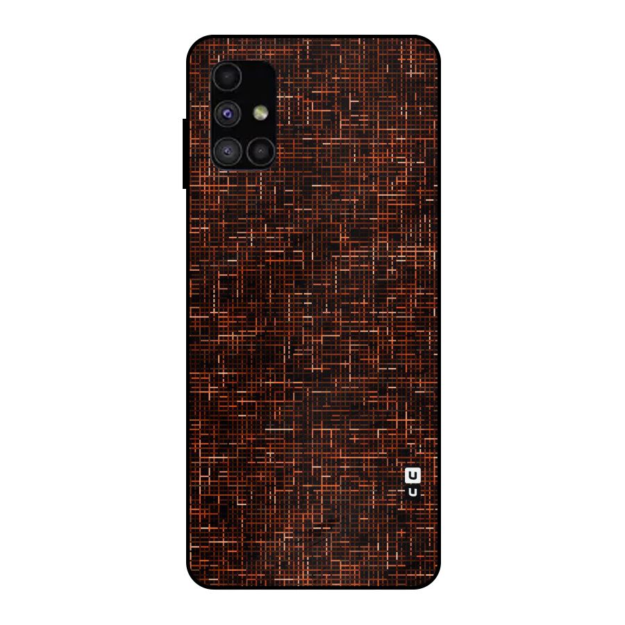 Criss Cross Brownred Pattern Metal Back Case for Galaxy M51