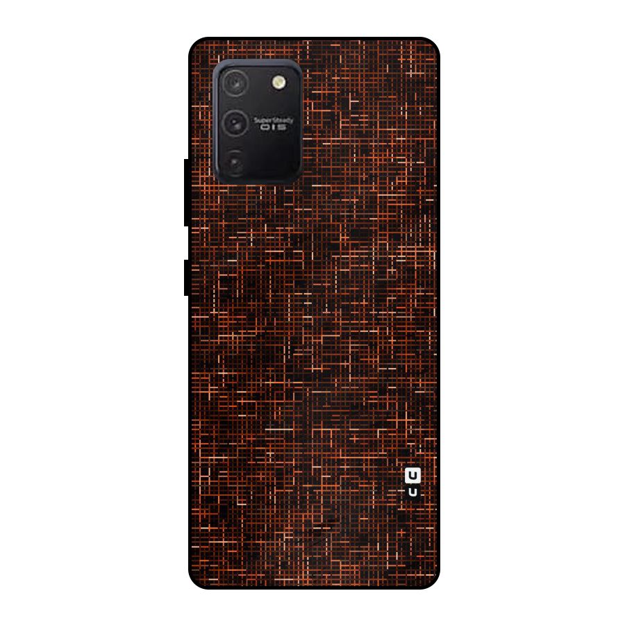 Criss Cross Brownred Pattern Metal Back Case for Galaxy S10 Lite