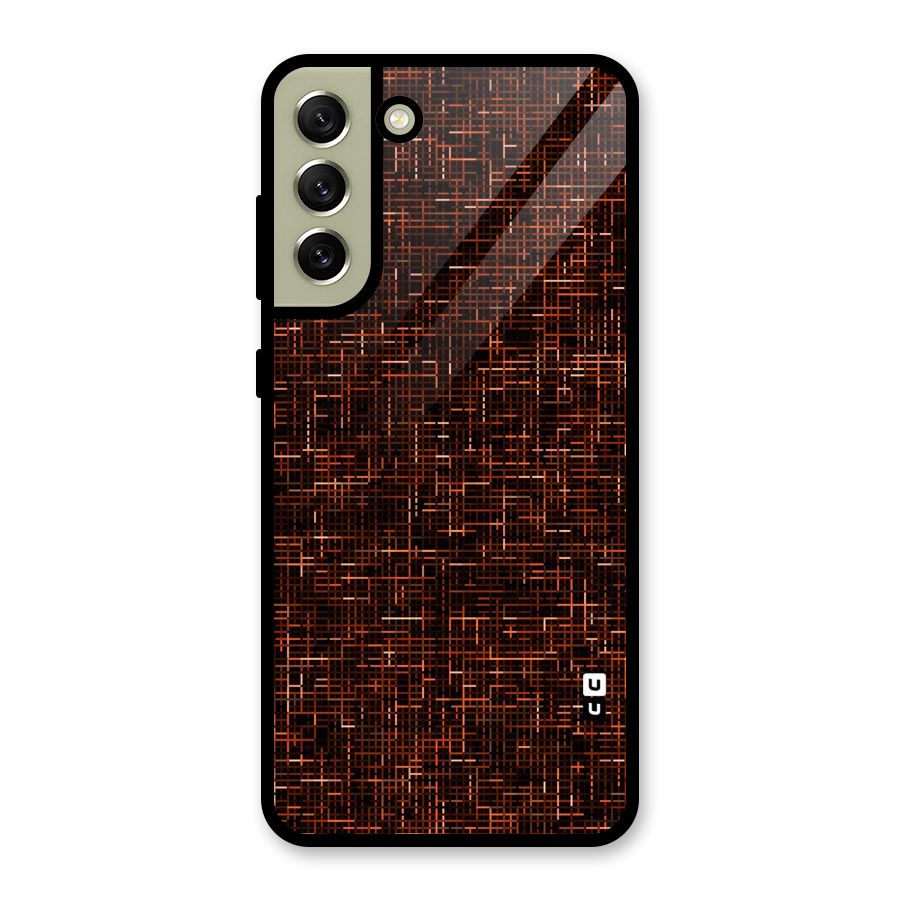 Criss Cross Brownred Pattern Metal Back Case for Galaxy S21 FE 5G (2023)