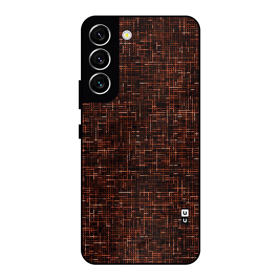 Criss Cross Brownred Pattern Metal Back Case for Galaxy S22 5G
