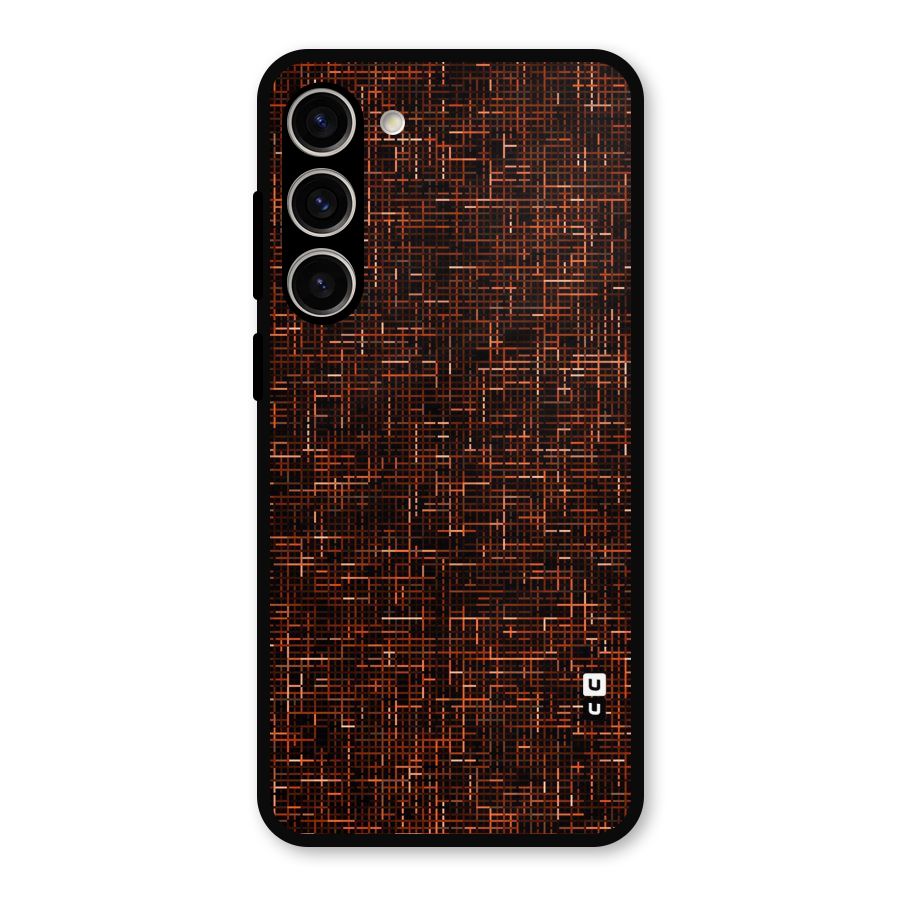 Criss Cross Brownred Pattern Metal Back Case for Galaxy S23 Plus