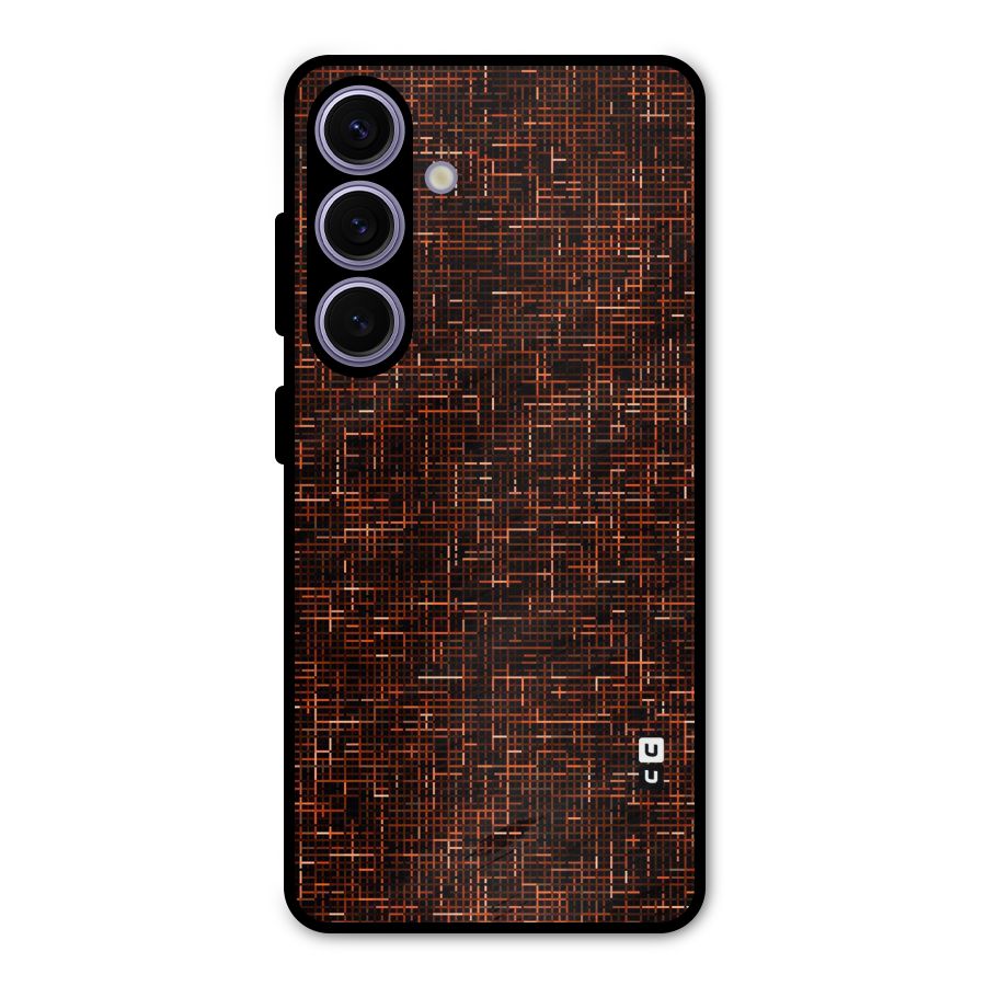 Criss Cross Brownred Pattern Metal Back Case for Galaxy S24
