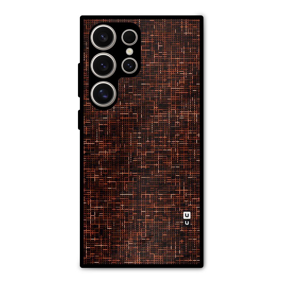Criss Cross Brownred Pattern Metal Back Case for Galaxy S24 Ultra