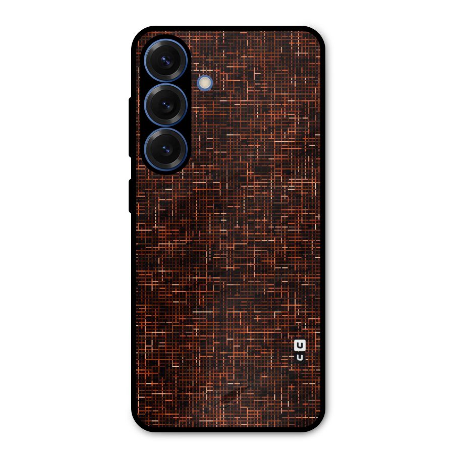 Criss Cross Brownred Pattern Metal Back Case for Galaxy S25