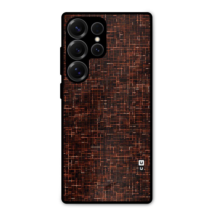 Criss Cross Brownred Pattern Metal Back Case for Galaxy S25 Ultra