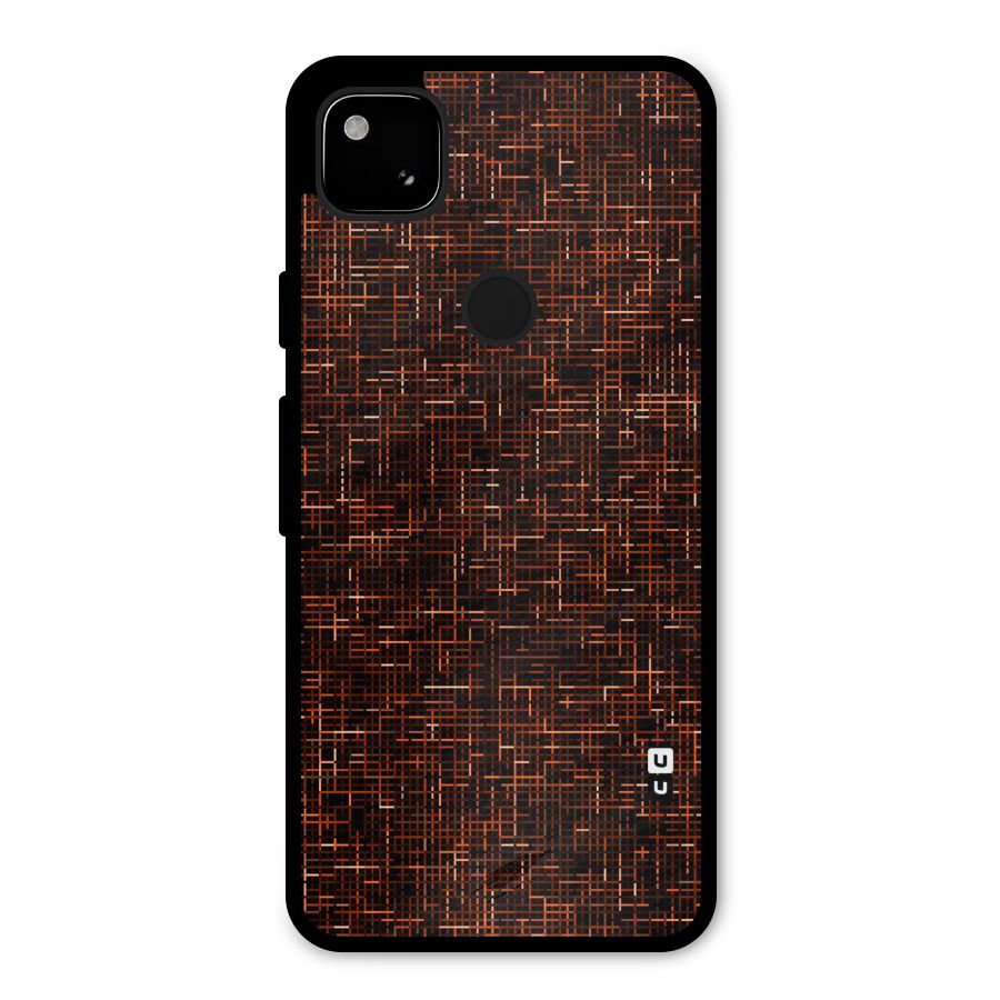 Criss Cross Brownred Pattern Metal Back Case for Google Pixel 4a