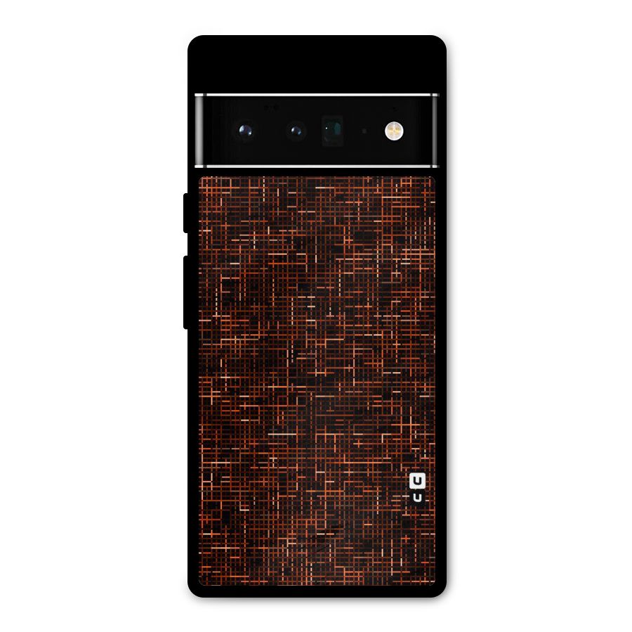 Criss Cross Brownred Pattern Metal Back Case for Google Pixel 6 Pro