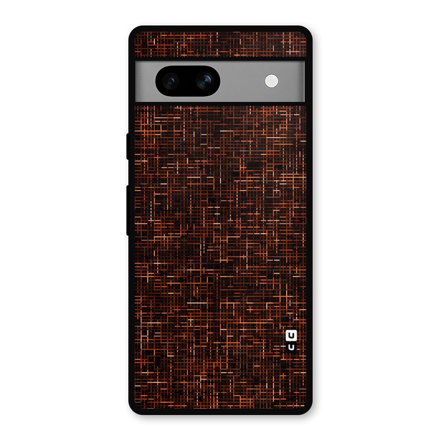 Criss Cross Brownred Pattern Metal Back Case for Google Pixel 7a