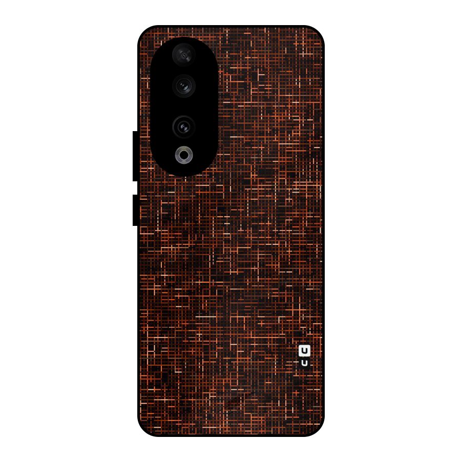 Criss Cross Brownred Pattern Metal Back Case for Honor 90