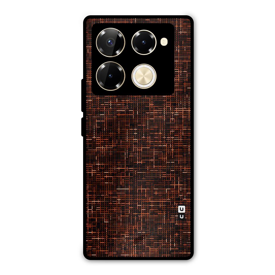 Criss Cross Brownred Pattern Metal Back Case for Infinix Note 40 Pro