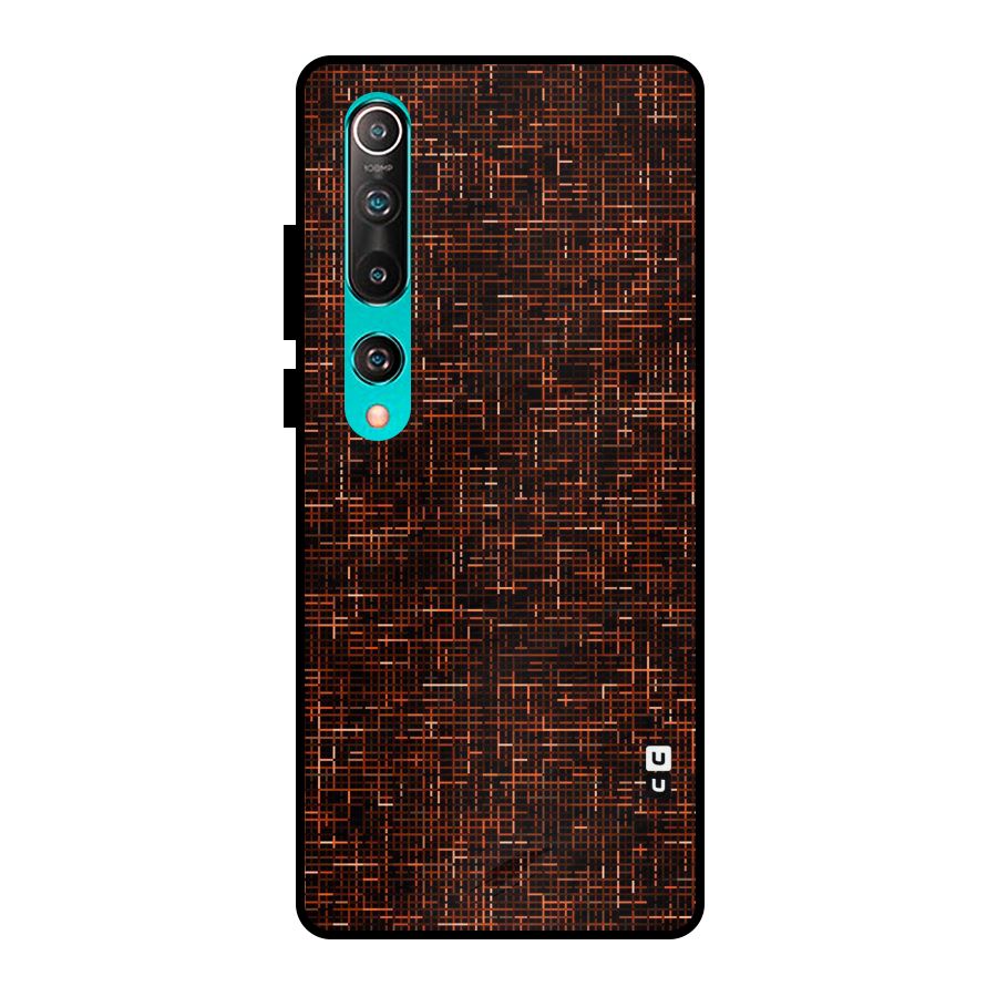 Criss Cross Brownred Pattern Metal Back Case for Mi 10