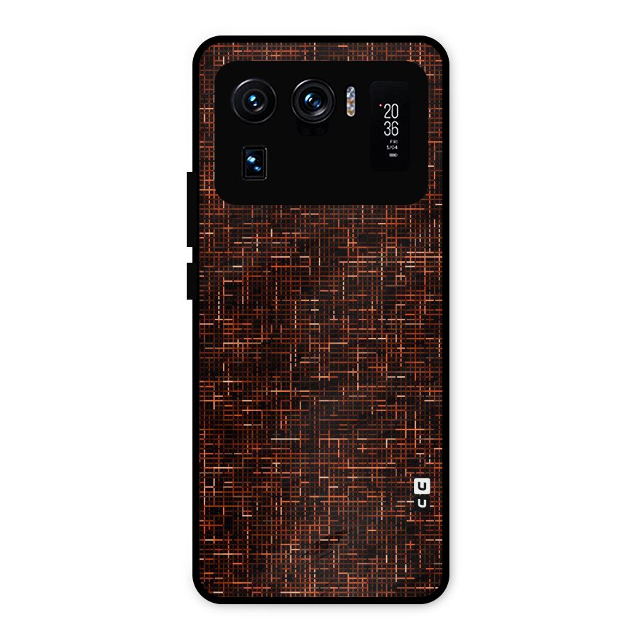 Criss Cross Brownred Pattern Metal Back Case for Mi 11 Ultra