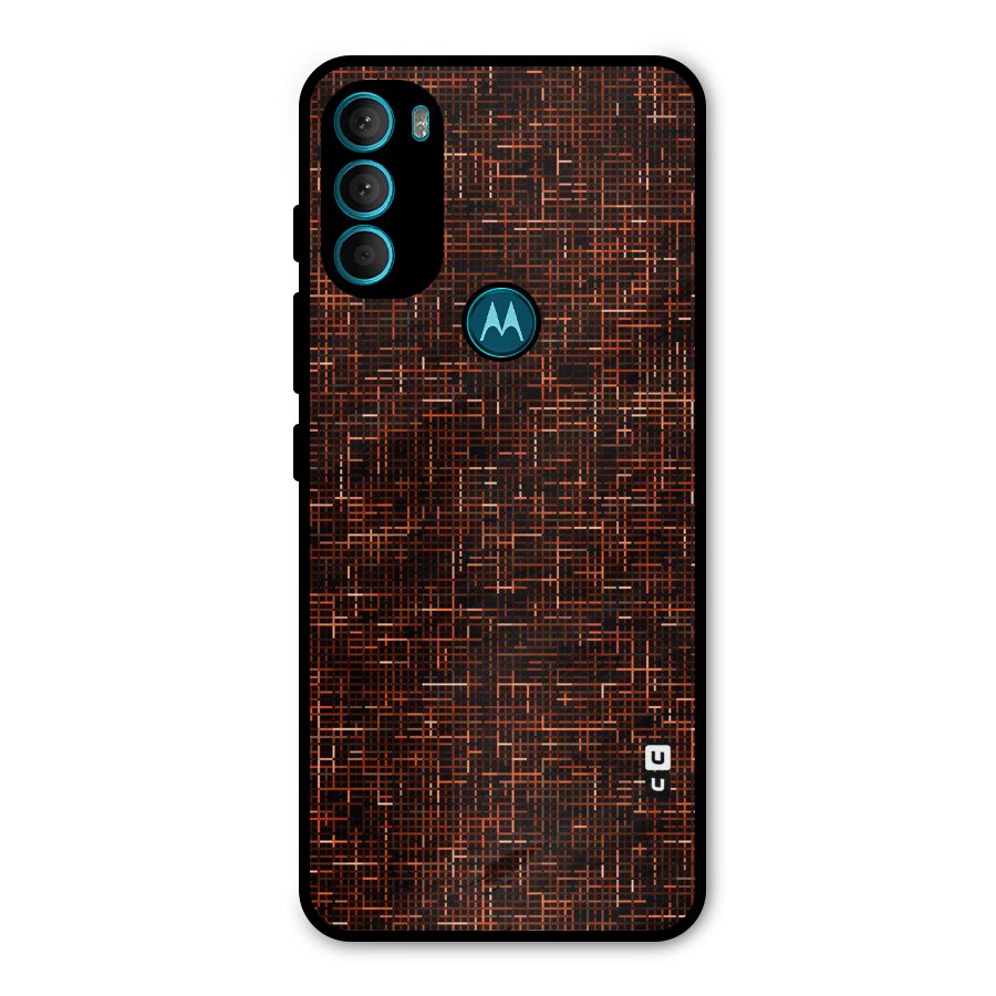Criss Cross Brownred Pattern Metal Back Case for Moto G71 5G