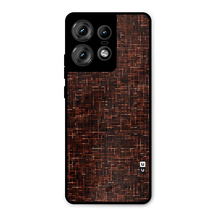 Criss Cross Brownred Pattern Metal Back Case for Motorola Edge 50 Pro