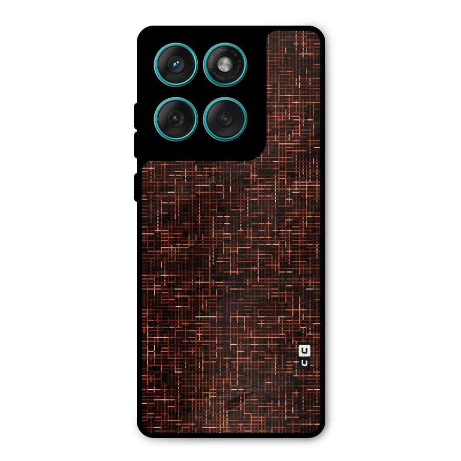 Criss Cross Brownred Pattern Metal Back Case for Motorola Edge 60