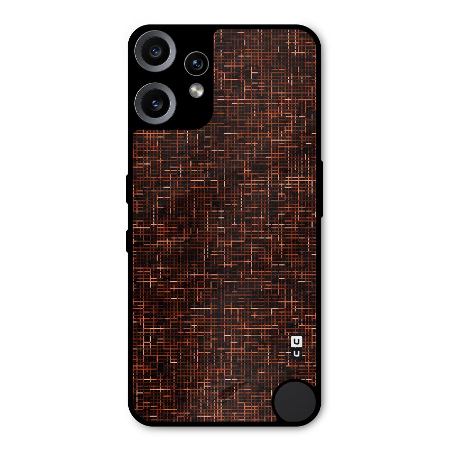 Criss Cross Brownred Pattern Metal Back Case for Nothing CMF Phone 2 Pro