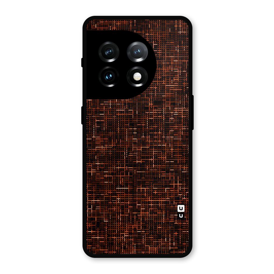 Criss Cross Brownred Pattern Metal Back Case for OnePlus 11
