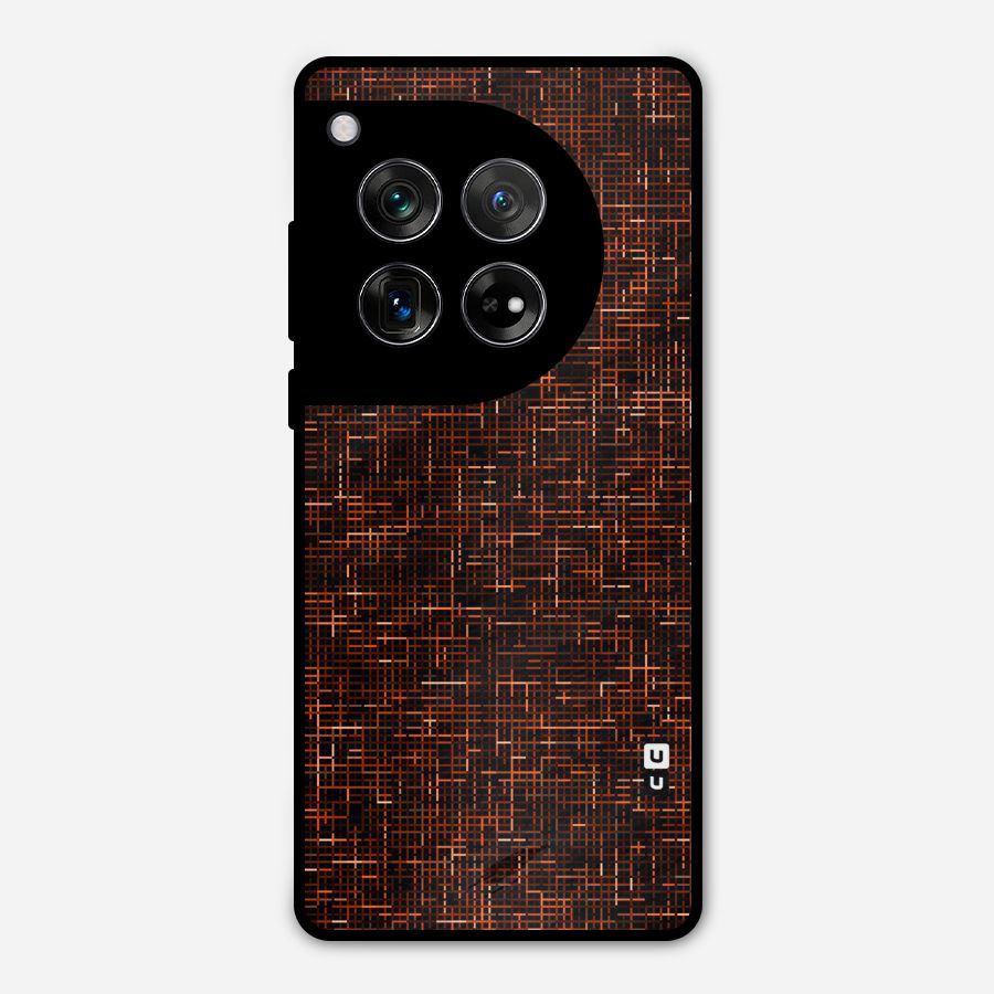 Criss Cross Brownred Pattern Metal Back Case for OnePlus 12