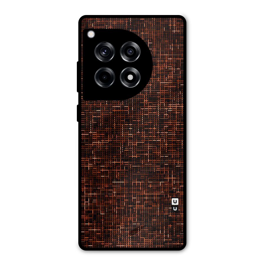 Criss Cross Brownred Pattern Metal Back Case for OnePlus 12R