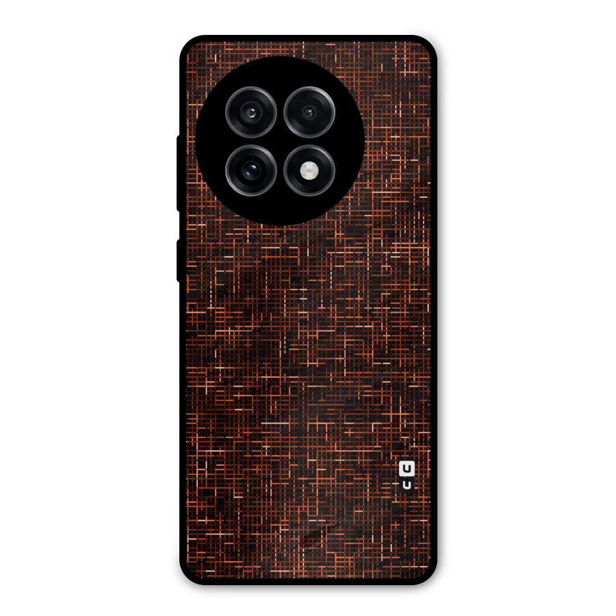 Criss Cross Brownred Pattern Metal Back Case for OnePlus 13R