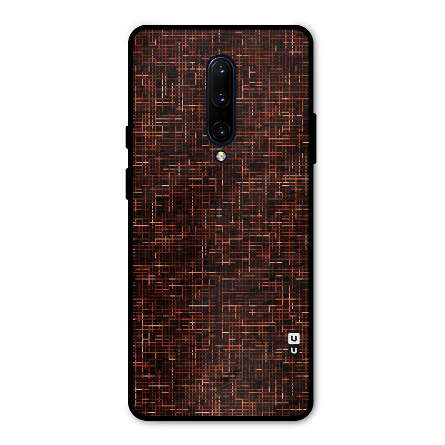 Criss Cross Brownred Pattern Metal Back Case for OnePlus 7 Pro