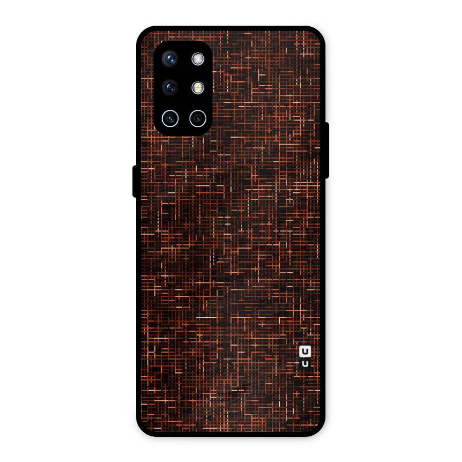 Criss Cross Brownred Pattern Metal Back Case for OnePlus 9R