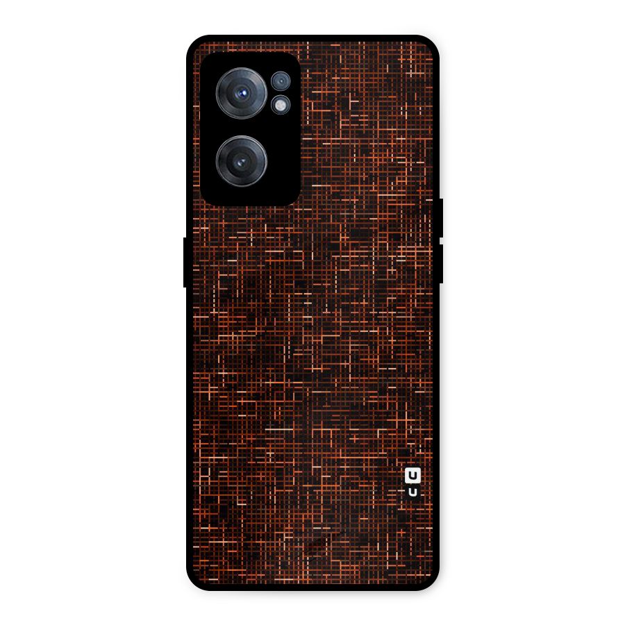 Criss Cross Brownred Pattern Metal Back Case for OnePlus Nord CE 2 5G